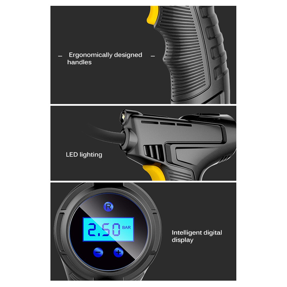 120W Tragbare Auto Reifen Pumper Wiederaufladbare Drahtlose Aufblasbare Pumpe Digital Anzeige Luftpumpe Automatische Reifen Inflator Ausrügestochen