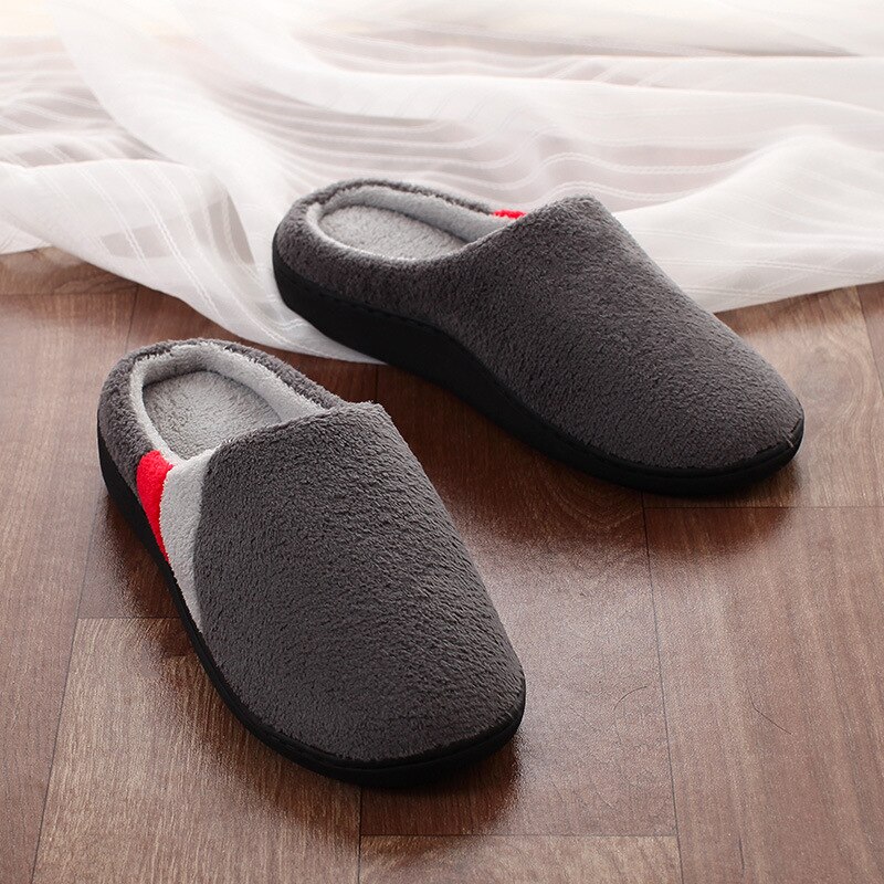 Home Slippers for Men Winter Furry Short Plush Man Slippers Non Slip Bedroom Slippers Couple Soft Indoor Shoes Male