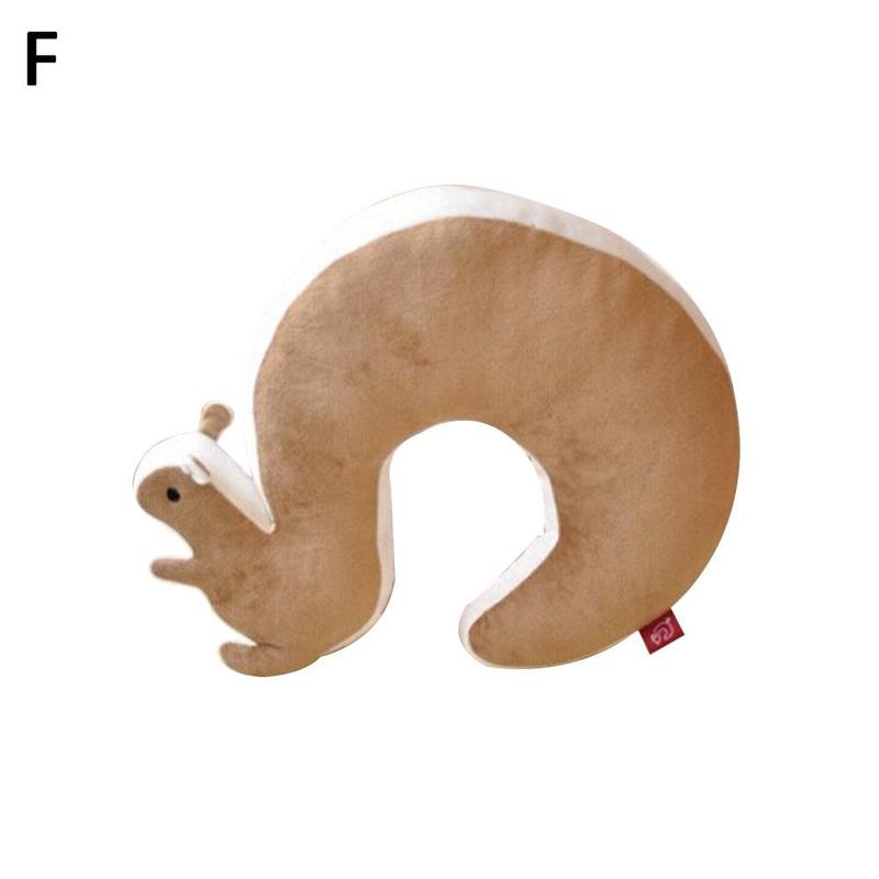 Candy Color Nap Pillow Health Care Novelty Squirrel Animal Cotton Plush U Shape Neck Pillow Travel Car Home Pillow: F