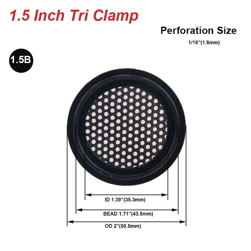 Sanitary Tri-Clamp Perforated Plate Gasket EPDM Tri Clamp Filter Discs Food Grade Stainless Steel 304 Filtration Gaskets: Light Grey