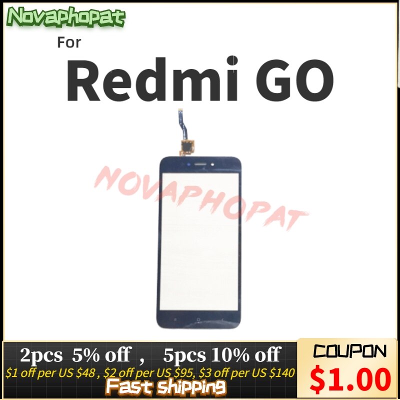 Novaphopat Zwart/Wit Touchscreen Voor Xiaomi Redmi Go Touch Screen Digitizer Glas Sensor Panel Touchpad + Tracking