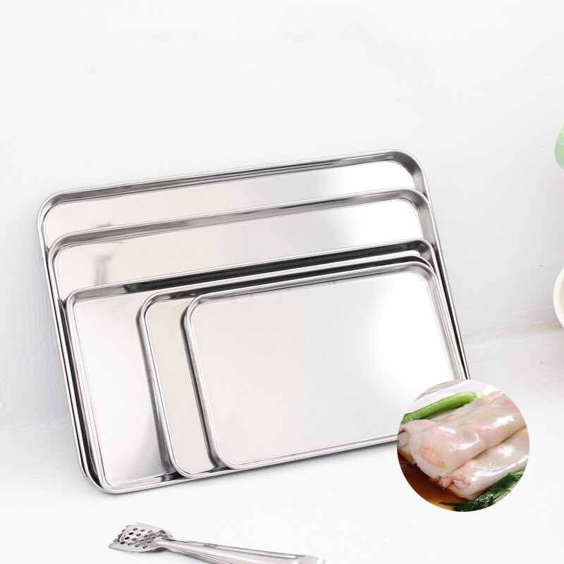 Stainless Steel Cake Baking Pastry Storage Tray Rectangle Snack Fruit Plate Steamed Sausage Dish Hotel Restaurant Bread Loaf Pan
