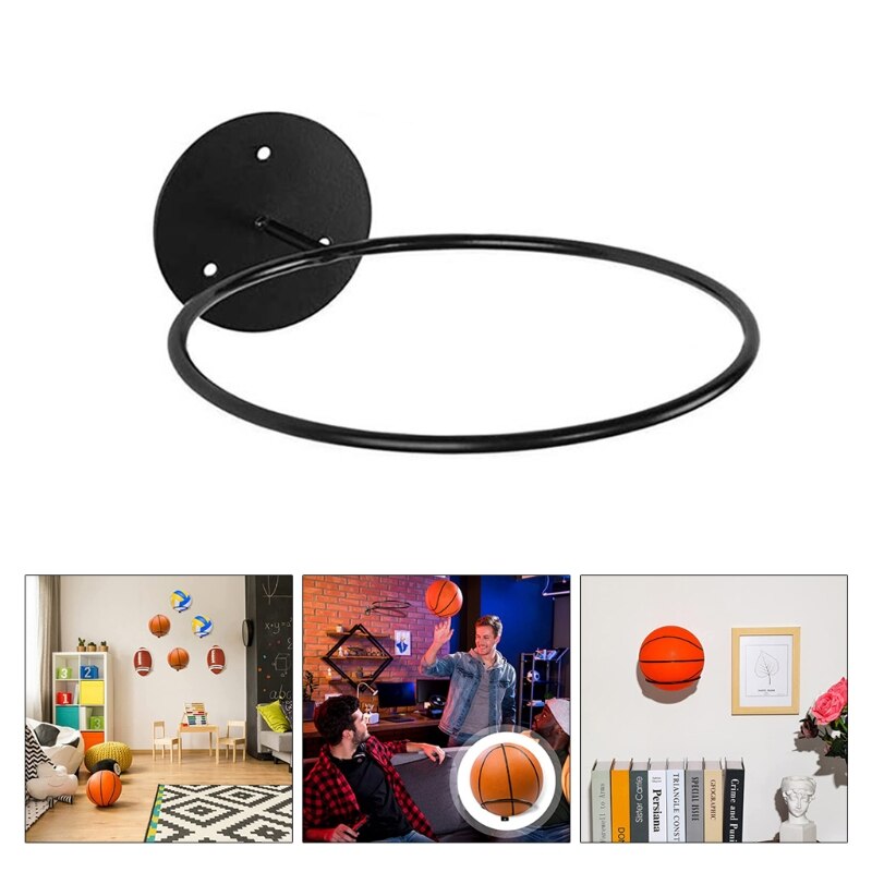 Wall mount display bracket ball holder iron storage rack for football, soccer ball, volleyball, basketball, bowling ball