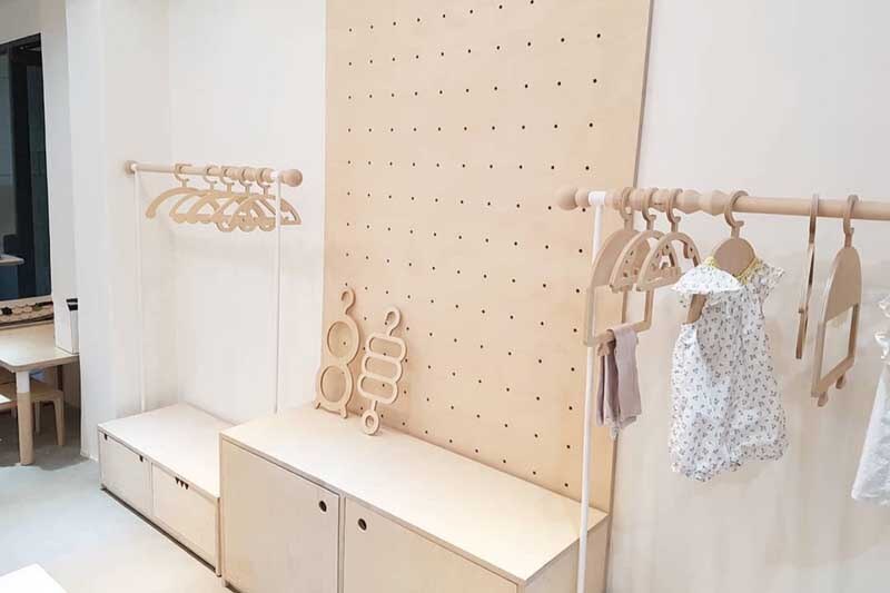 Perchero de madera portátil para ropa de bebé, 5 piezas, decoración para habitación de niños, guardería,
