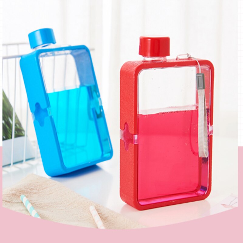 Bouteille de sport plate transparente élevée d'agnglacial Ins 380ml bouteille de forme physique d'anti-chute portative Simple carrée pour le voyage de Cencert de Camping