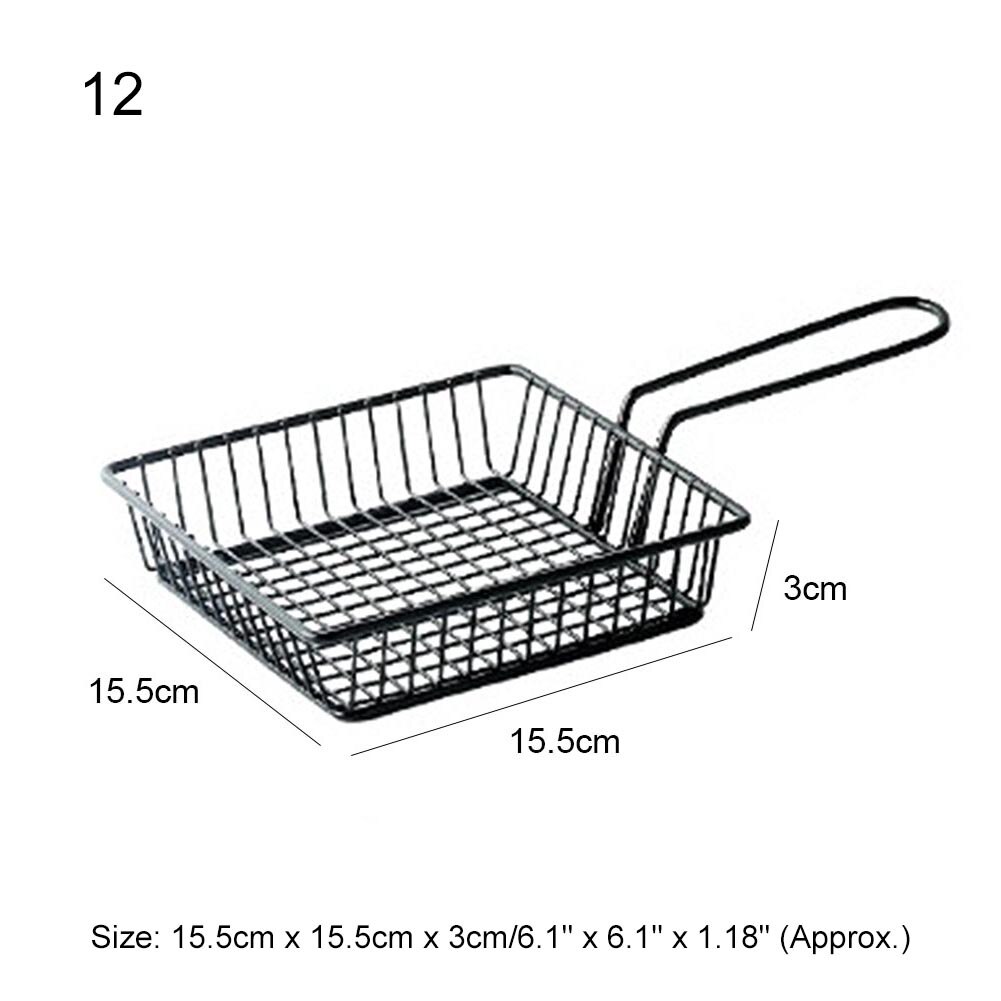 French Fries Basket Stainless Steel Food Storage Rack Snack Icing French Fry Containers Tin Pails Wedding Birthday Party Favors: 12