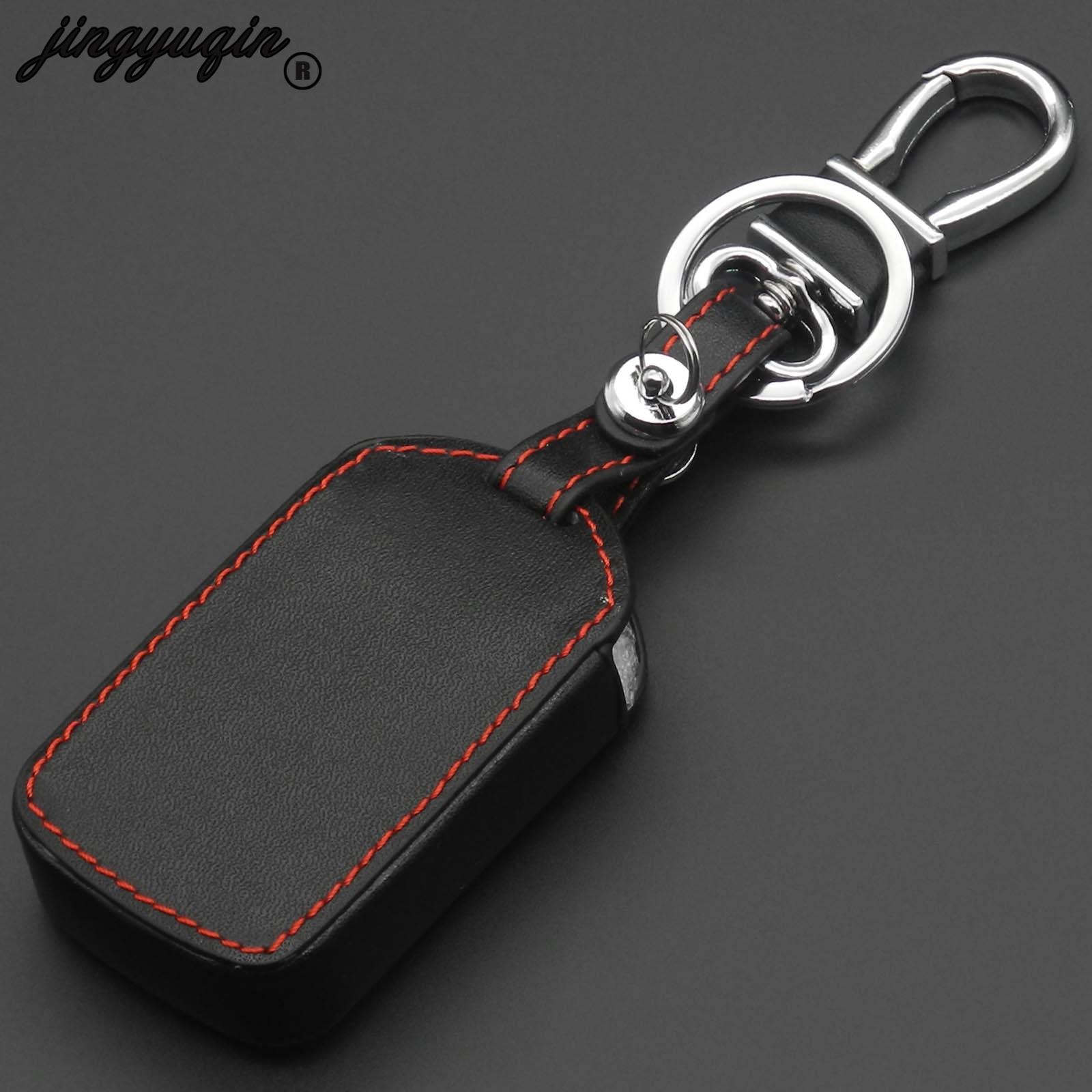 Jingyuqin 3 -knappar bilnyckel läderfodral för nissan tiida note navara qashqai micra juke x-trail pathfinder nyckelring fob