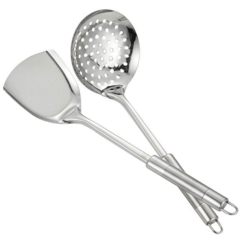 Antirust Cooking Tool Sets 304 Food Stainless Steel Kitchen Tools Gadgets Spatula Colander Soup Spoon Home Healthy Tools E11825: 8
