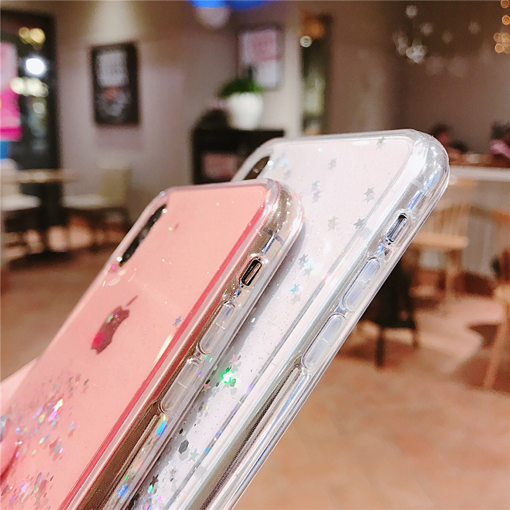 Étui à paillettes scintillantes pour iPhone 8 7 Plus 6 6S, étui Transparent Shine Star pour iphone X XR XS MAX 10, housse en TPU souple