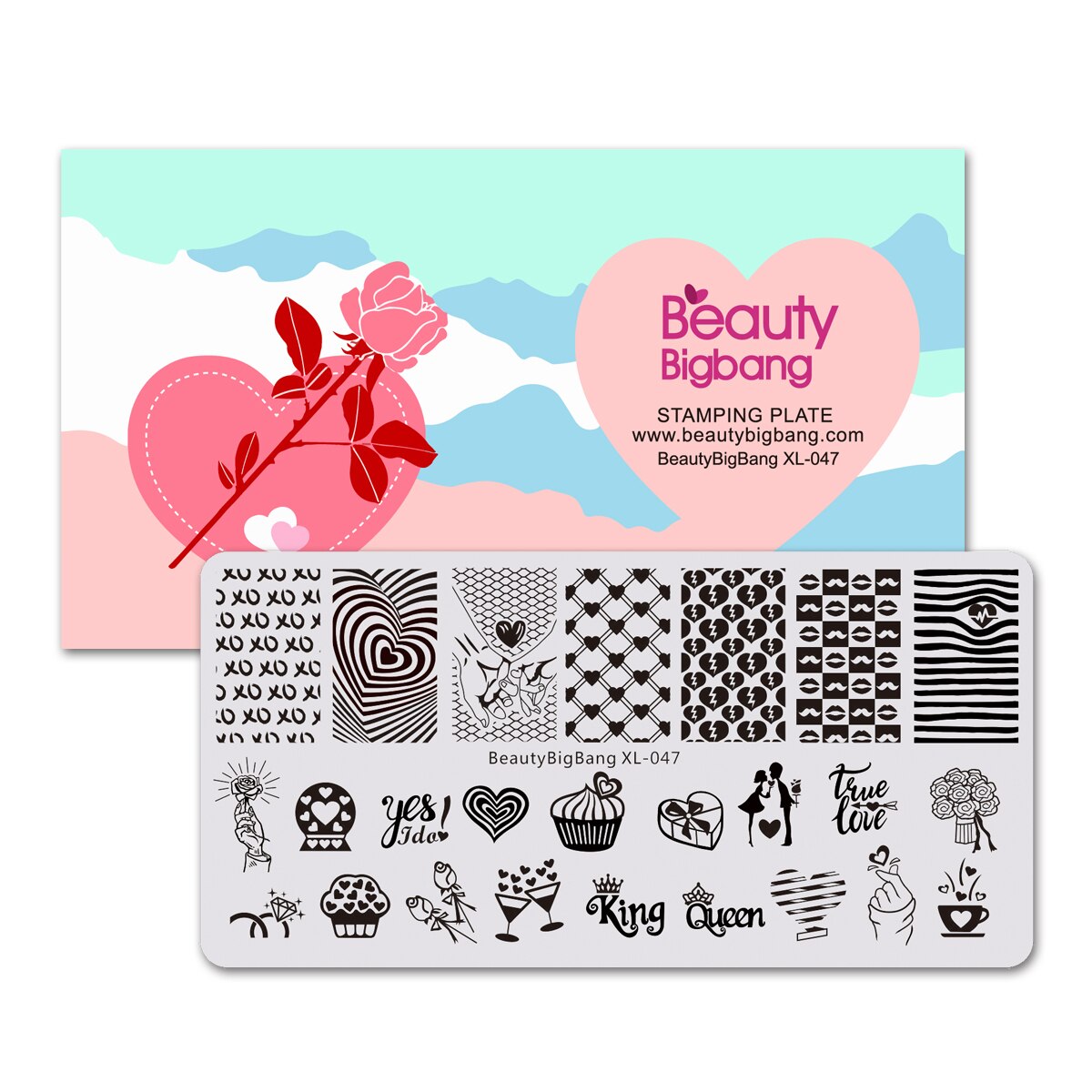 Beautybigbang Nail Stamping Plates Set 10 PCS XL-031-XL-070 Words Flower Animal Geometry Tree Ring Style Image Nail Art Template