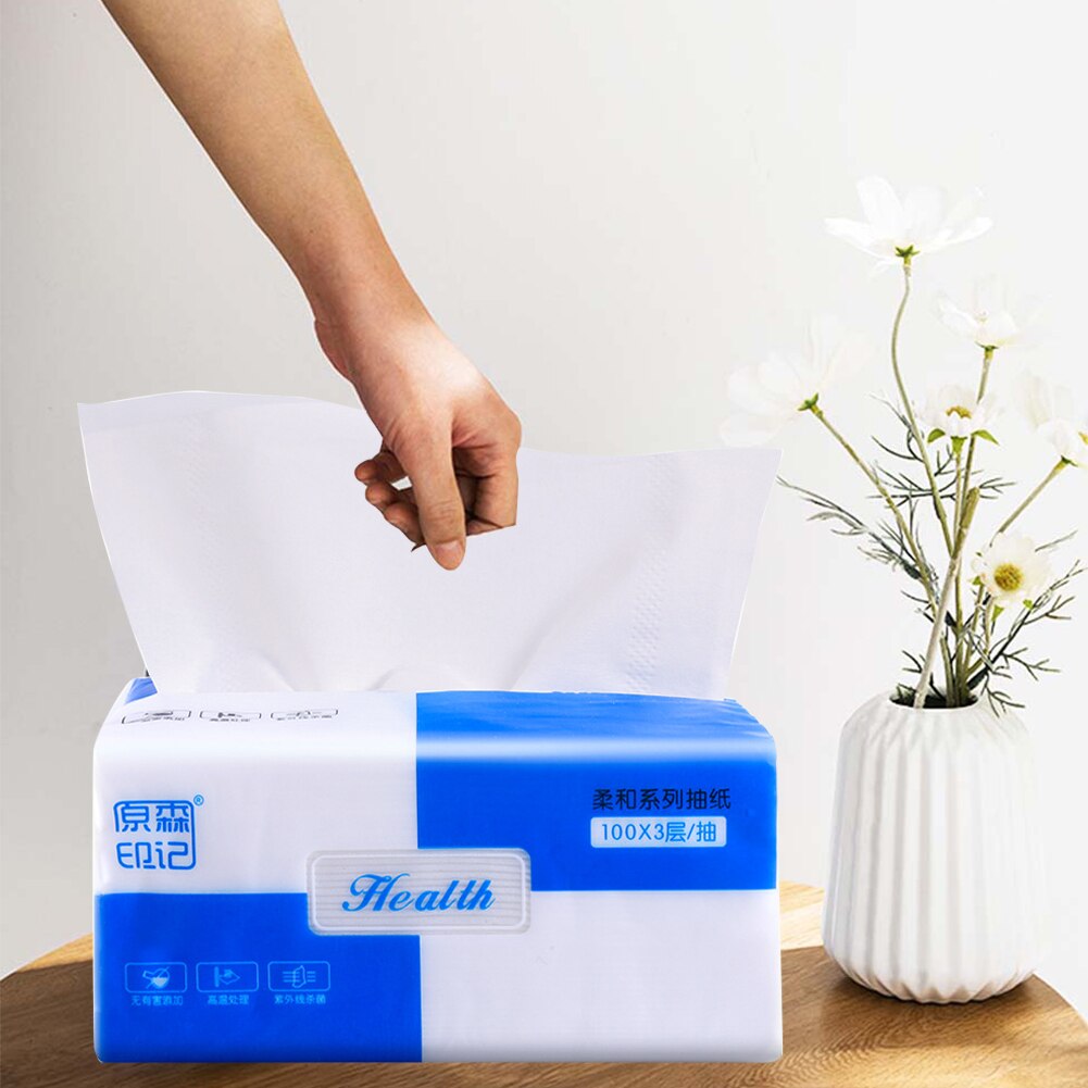 10packs Pumping Soft Skin Friendly Facial Tissues Toilet Restaurant 300 Sheets Bathroom Napkin Paper Household Kitchen Wood Pulp