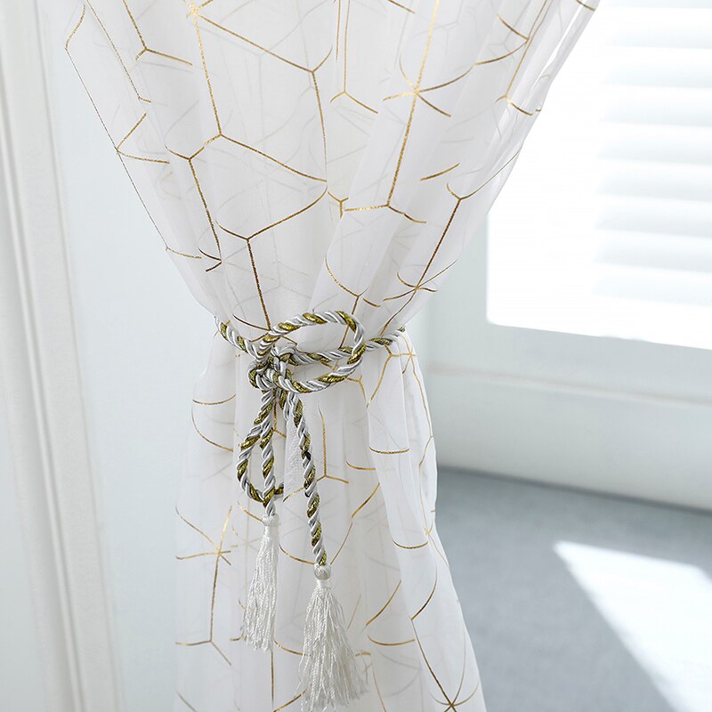 Gold Line Tulle Curtains Modern Curtains For Living Room Transparent Tulle Curtains Window Drapes Sheer For The Bedroom