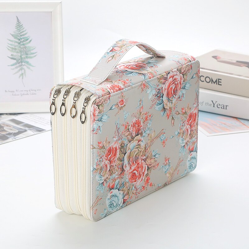 200 Slot Etui School Penal Voor Meisje Jongen Pencilcase Grote Capaciteit Pen Box Briefpapier Tas Kit Grote Pencilfolder Pouch gaten: Beige