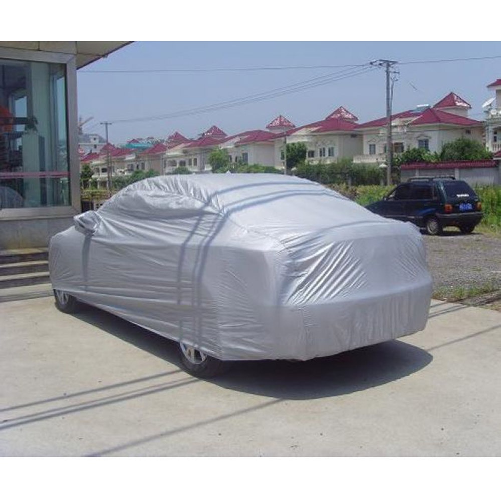 Universel fuld bil dækker sneis støv sol uv skyggeovertræk foldbart lys sølv størrelse s-xxl auto bil udendørs beskyttelsesdæksel