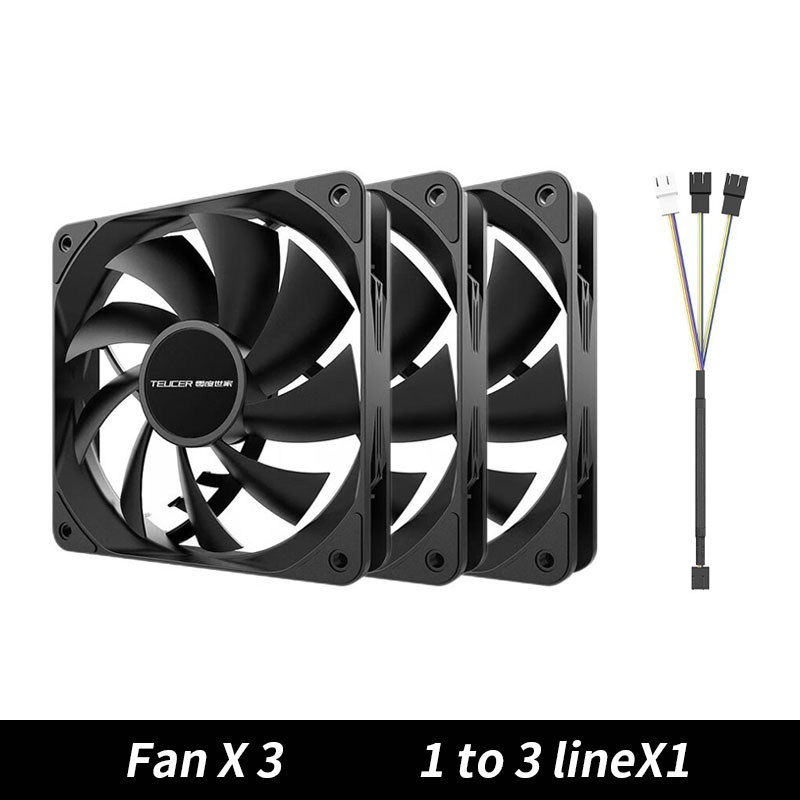 TEUCER PC ventilador con cubierta de ordenador PWM 4 pines 120mm silencioso 12CM ventilador CPU ventilador de refrigeración ventilador del radiador de refrigeración 12V ajustar la velocidad del ventilador: Rojo