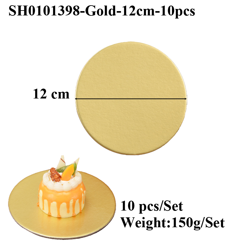 Cartón para pastel de 10-30CM de diámetro, Base de cartón circular disponible, tablero redondo recubierto dorado o plateado, bandeja para postre y pasteles: YELLOW