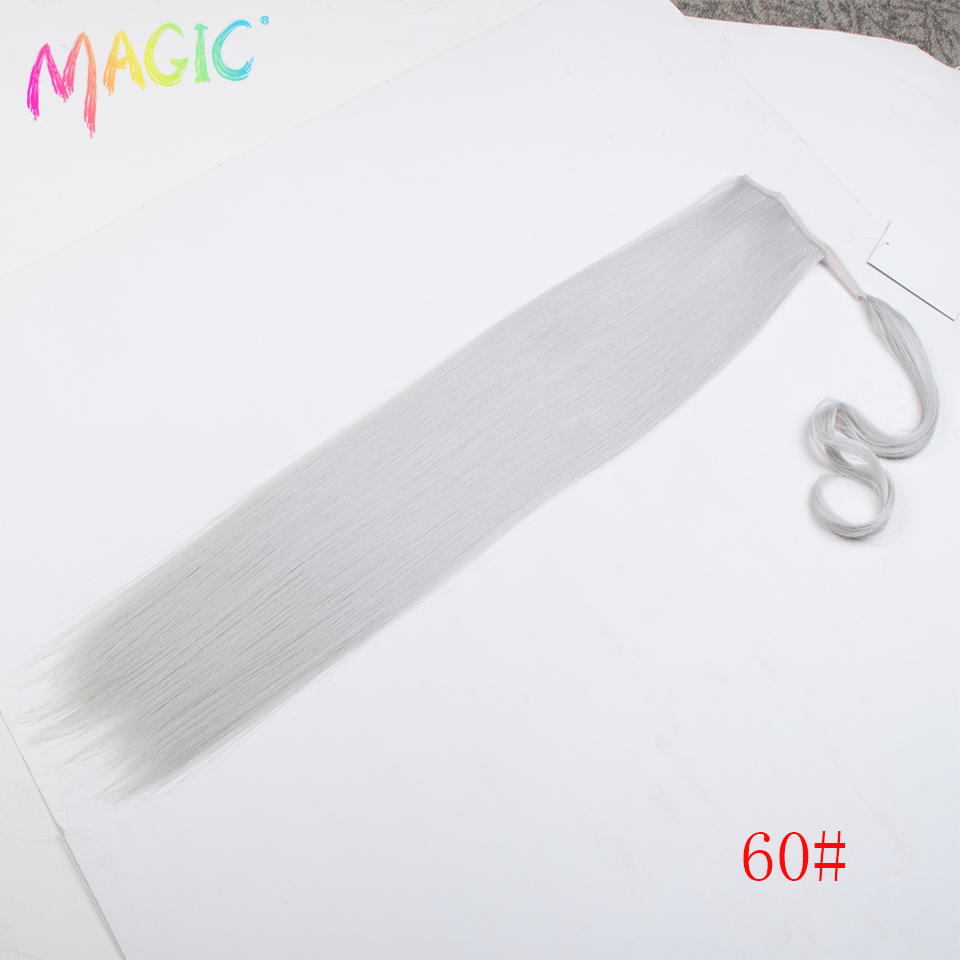 Magic Synthetische Lange Rechte Paardenstaart Haar 32 Inch Wrap Around Clip In Paardenstaart Haar Hittebestendige Staart Synthetische Extensions: 60