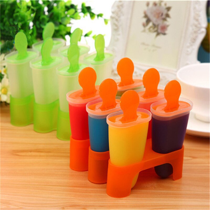 1 Set 6 Cells Popsicles Mold Plastic Frozen Ice Cream Mold Popsicle Maker Lolly Mould Tray Pan Maker Tool Cooking tools