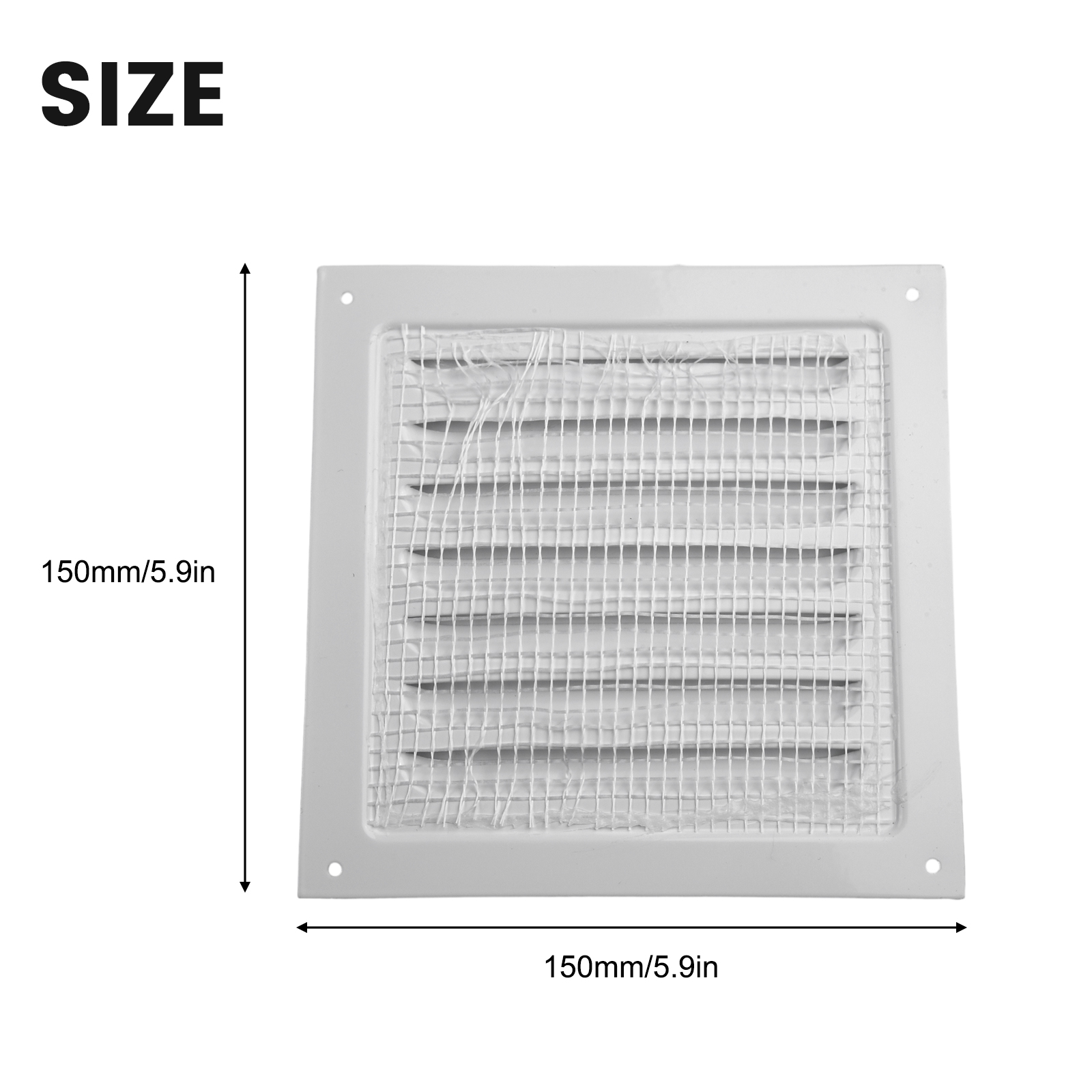 1pc x 150/200/250/300mm aluminiums lameller til ventilationsgitter, firkantet insektnet, egnet til væg- og loftdækning