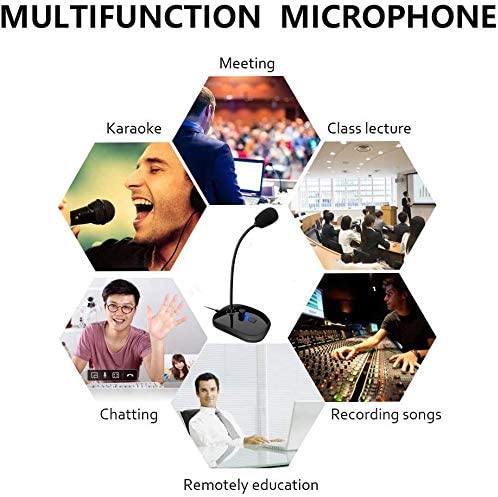 XIAOKOA USB Gooseneck Microphone For Teaching Classroom Online Meeting Video Social APP PC Laptop Height Adjustable
