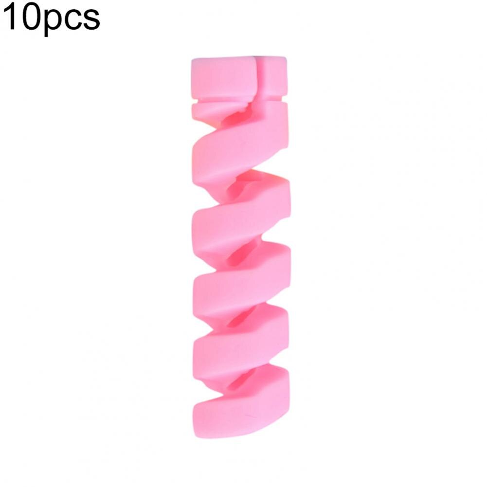 Protector de Cable para cargador, Protector ligero de silicona con en espiral, 10 piezas para línea de carga, Cable Universal suave para línea de carga: Rosa