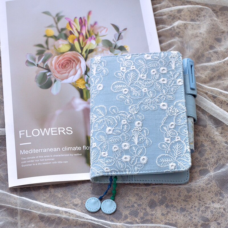 Hand Made Stitching Floral Cloth Cover DIY Journal Agenda Diary Supplies The Lucky Flowers A5 A6