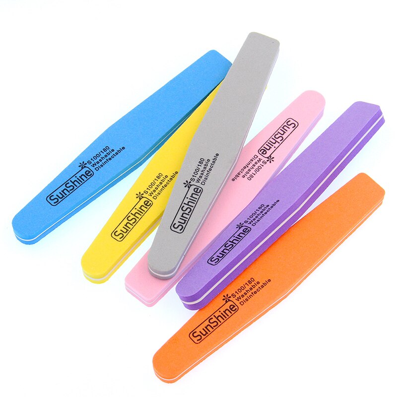 1 lime à ongles sunshine, éponge, polissoir à ongles diamant, lavable, 100/180 polissoirs à ongles pour outil de décoration des ongles