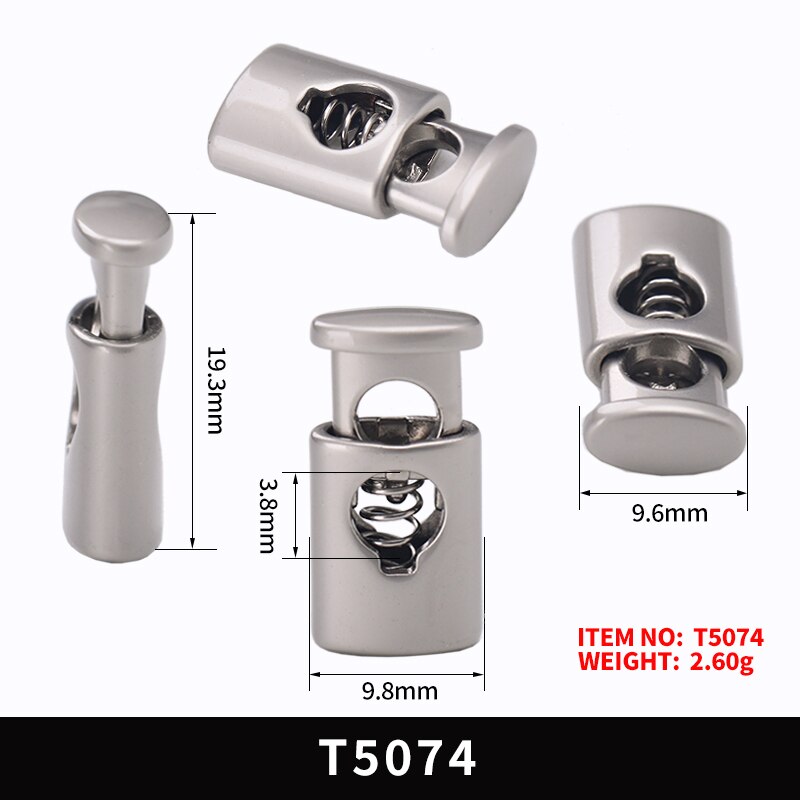 20pcs Metal Toggle Spring Loaded Cord Locks Drawstring Rope Clip End Round Ball Sliding Fasten Button Lanyard Paracord Stopper: 2