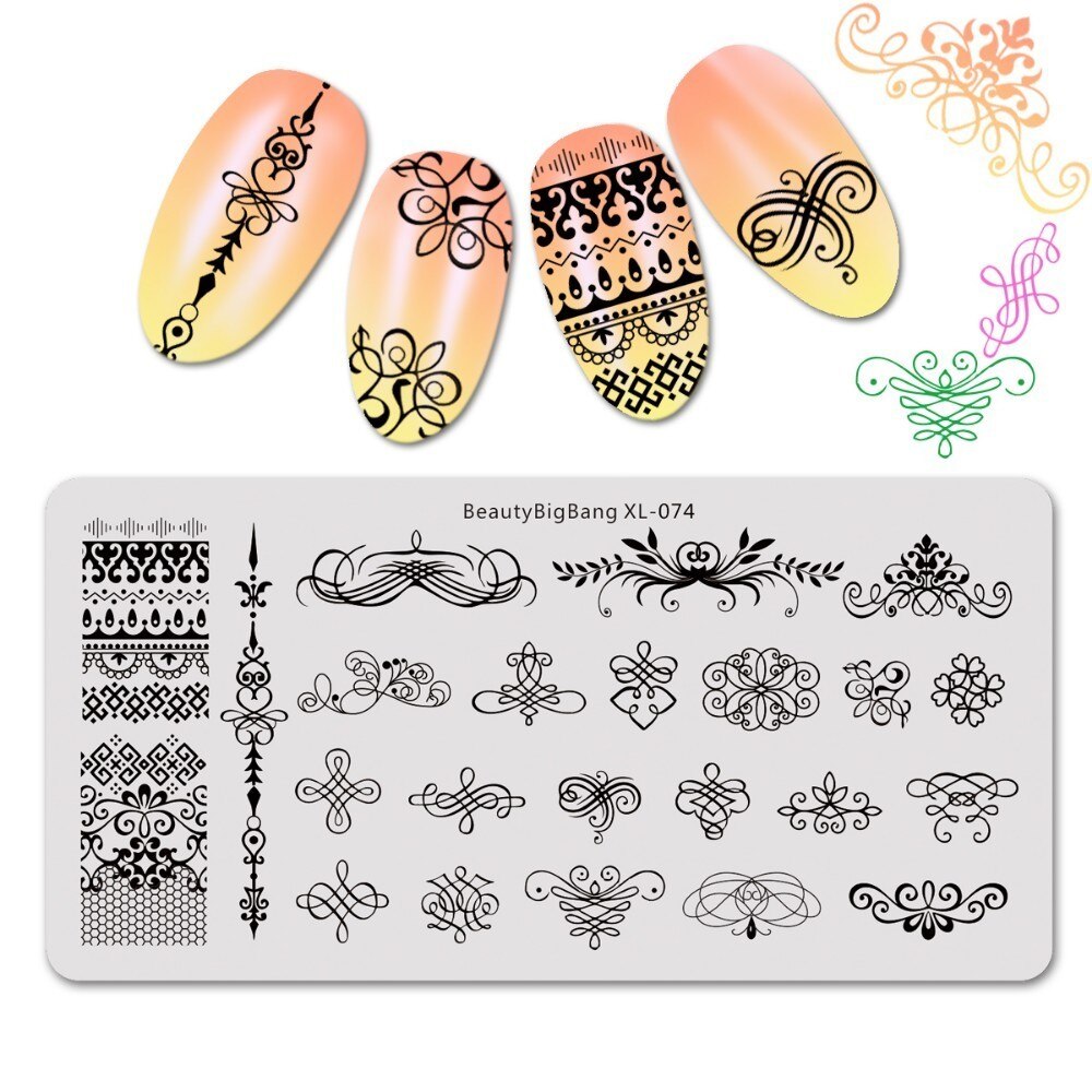 BeautyBigBang ongle gabarit plaque acier inoxydable mignon chat chien motif ongles estampage plaques Rectangle timbre pour ongles BBB XL-013: 74