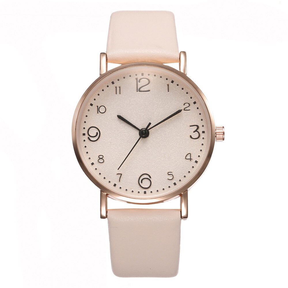 Top Stijl Mode Vrouwen Luxe Lederen Band Analoge Quartz Horloge Gouden Dameshorloge Vrouwen Jurk Reloj Mujer Zwart klok: creamy-white