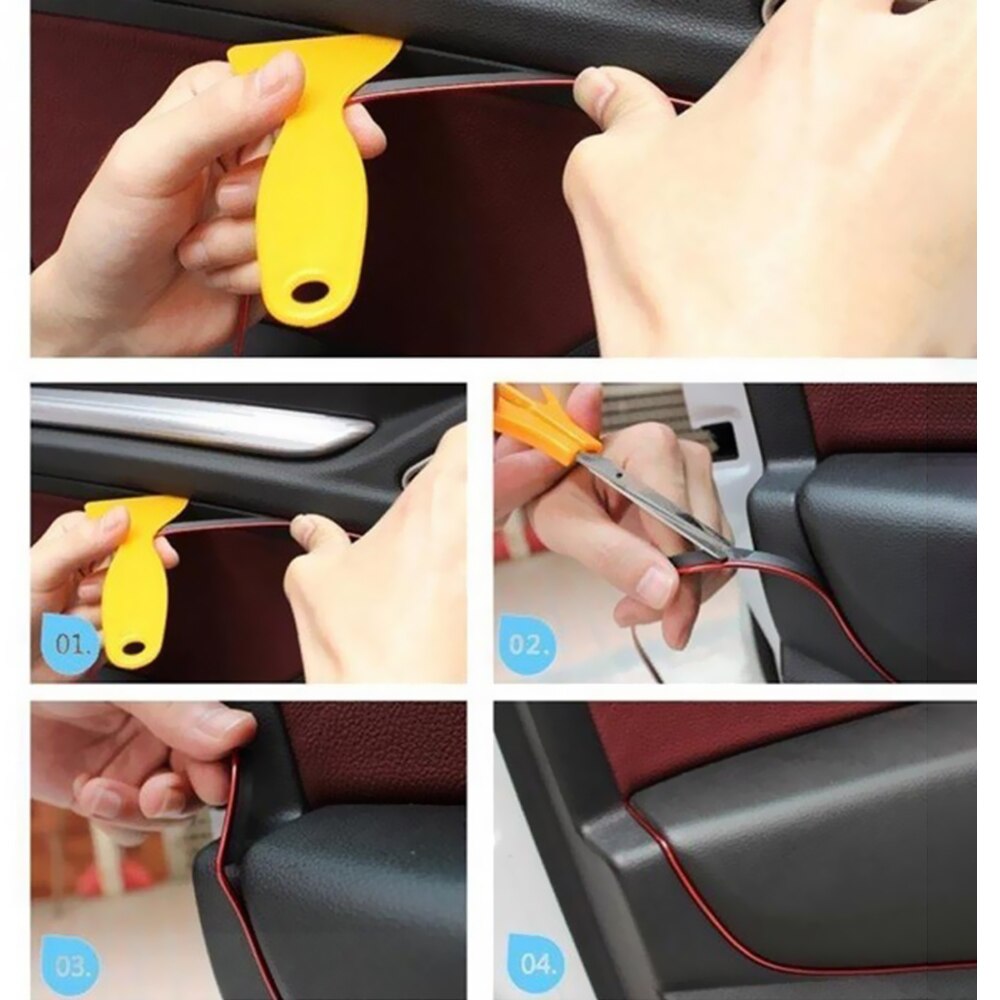 3 Meter Dashboard Rand Universal Diy Trim Lijn Bescherming Strip Interieur Mouldings Decoratie Rand Sticker Auto Deur Decor Strip