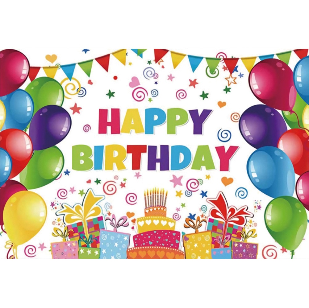 1st Baby Birthday Party Favors Balloon Poster Cake Banner Colorful Happy Birthday Poster Baby Shower Photo Background: Default Title