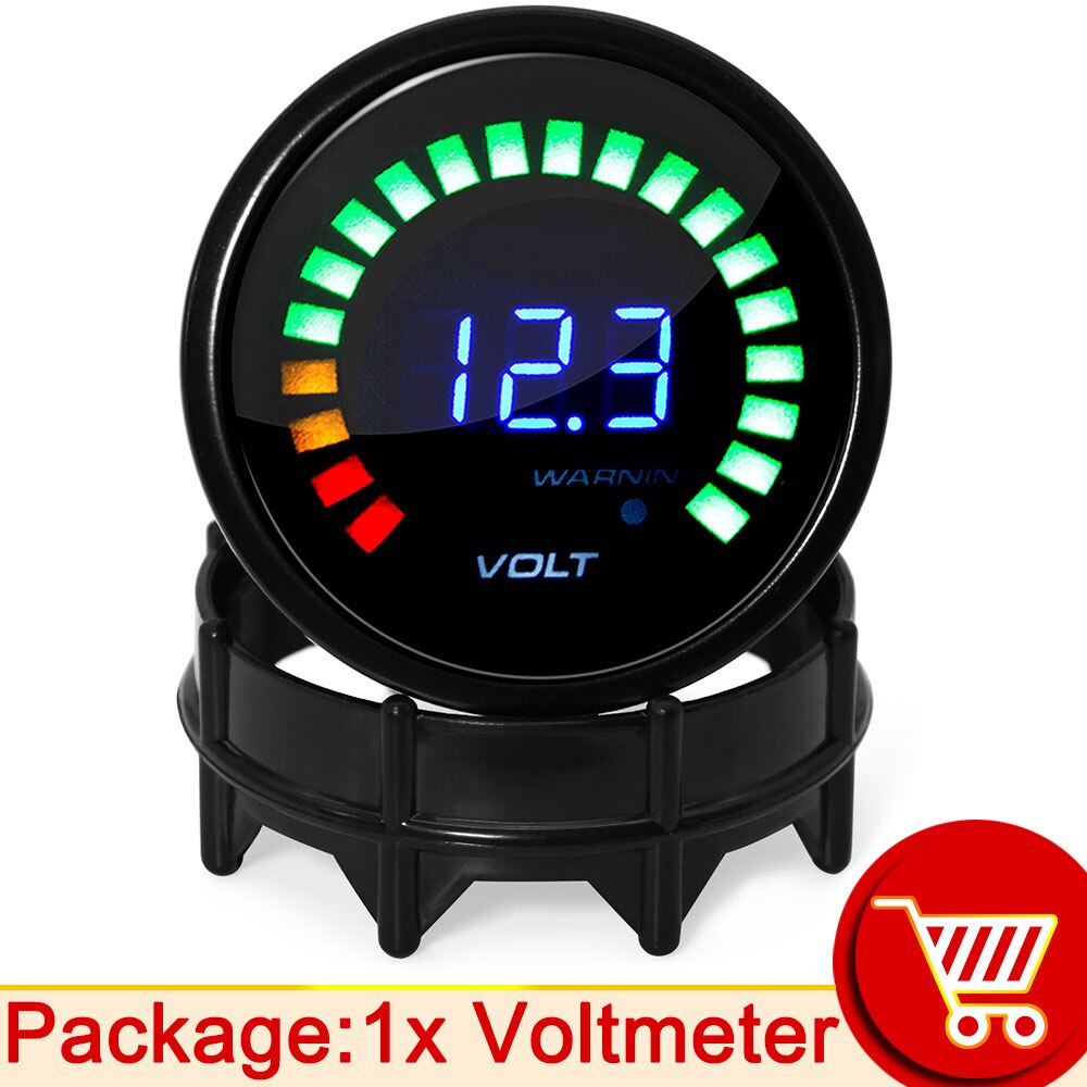 2inch 52MM Digital 20 LED tachometer Boost bar psi Vacuum Water temp Oil temp press Voltmeter Air/fuel ratio EGT temp RPM Gauge: voltmeter