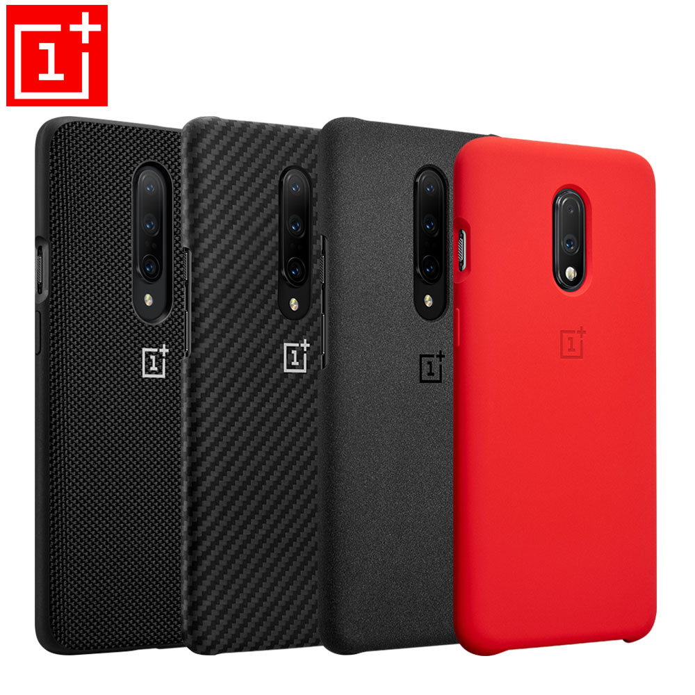 100% Originale Oneplus 7 pro Caso Oneplus 7 Copertura Della Cassa Del silicone rosso ufficiale Magazzino Arenaria nero Kevlar Karbon