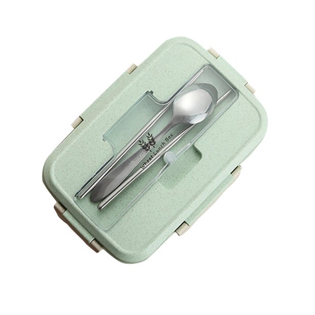 Kitchen Plastic Microwave Bento box Outdoor Picnic Food Storage Container Eco Friendly lunch box for kids school Dinnerware Set: GREEN