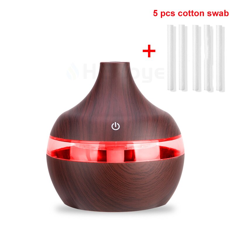 USB Electric Aroma Air Diffuser Wood 300ml Ultrasonic Air Humidifier Essential Oil Aromatherapy Cool Mist Maker Air Purifier: Yellow