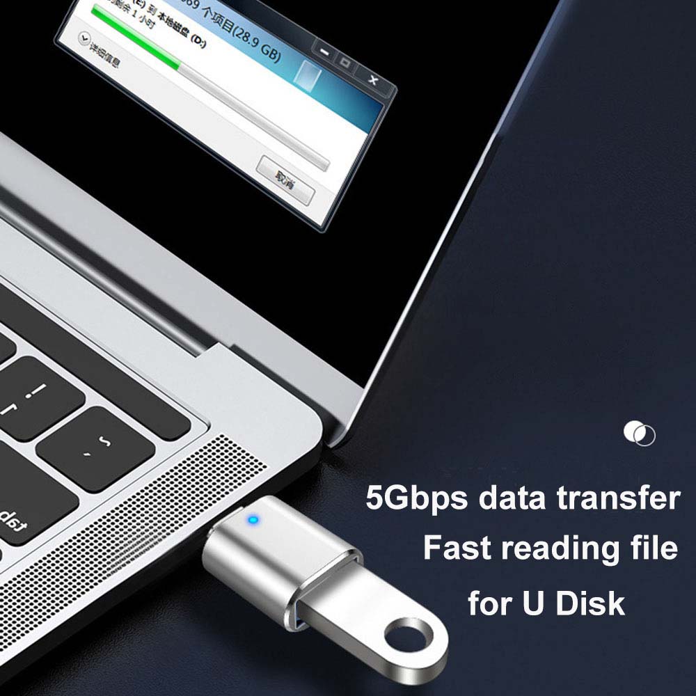 5Gbps USB 3.0 To Type C OTG Adapter With LED Light Indicator 5Gbps For U Disk 3A Fast Charging Data Transmassion Converter