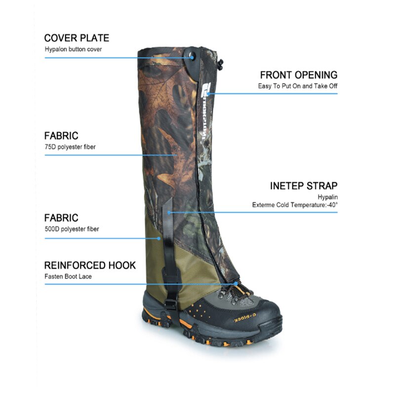 Polainas de pierna para nieve, cubierta de botas al aire libre, impermeable, ultraligeras, protección de piernas, para senderismo, escalada, Trekking