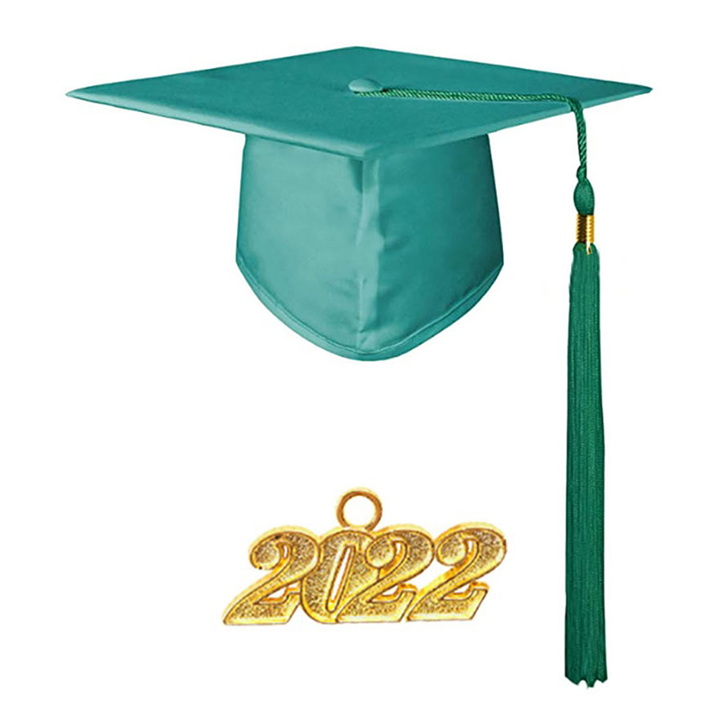 2022 Adult Bachelor Graduation Cap Unisex Decorative Polyester Adult Graduation Tassel Cap for Bachelor: green