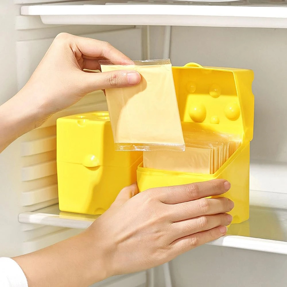 1PC,Cheese Storage Container Plastic Butter Block Cheese Slice Storage Box with Flip Lid Sliced Cheese Saver Kitchen Gadgets