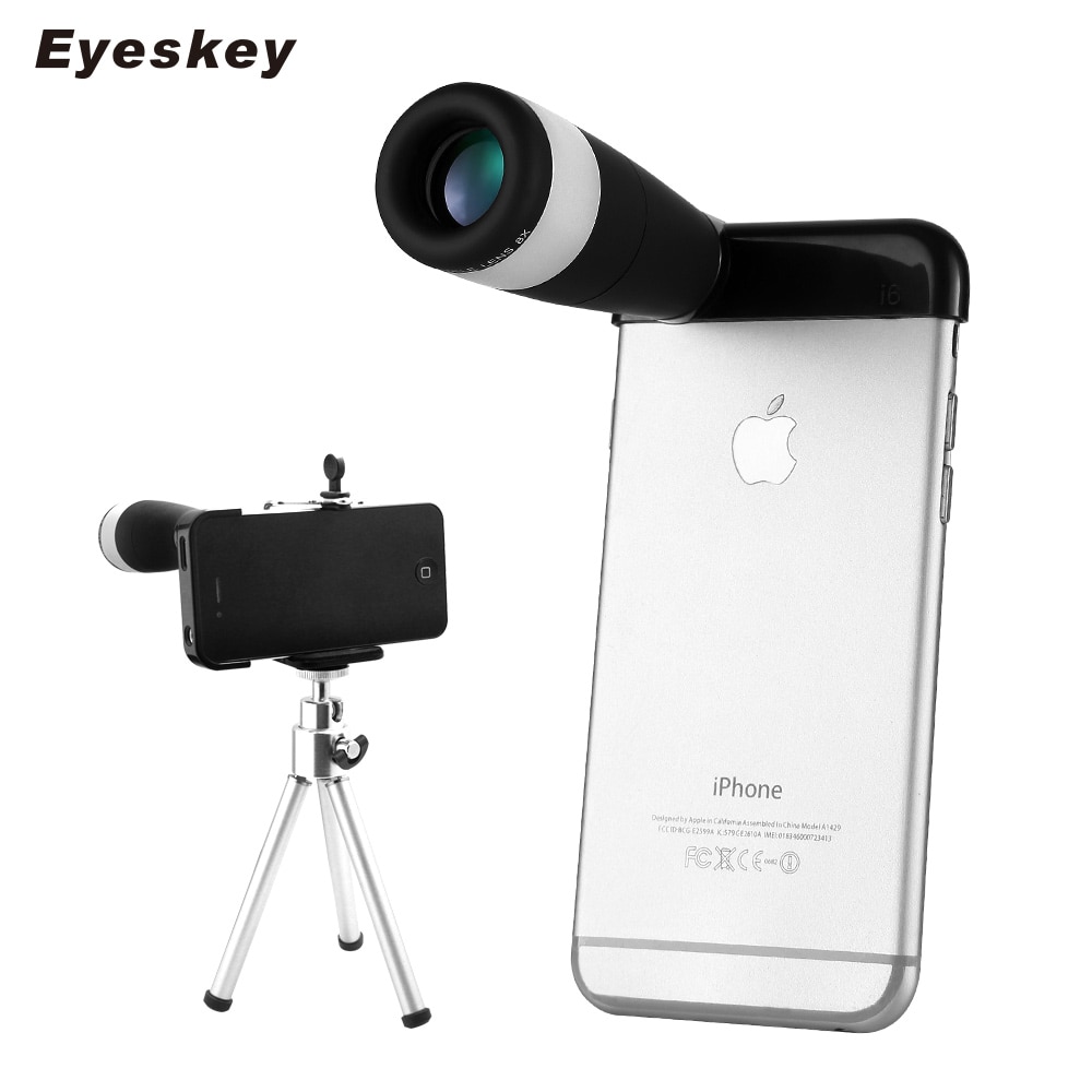 Eyeskey 8x Zoom Draagbare Mobiele Telefoon Telescoop Lens Groothoek Oculair Lens met Lens Adapter en Beugel Voor Ipone 5 5 s 6 6 s
