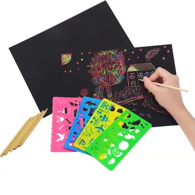 Niet giftig A4 kladpapier kinderen studenten hand-made DIY scratch schilderen kleurrijke schrapen papier 50 vellen 100 vellen