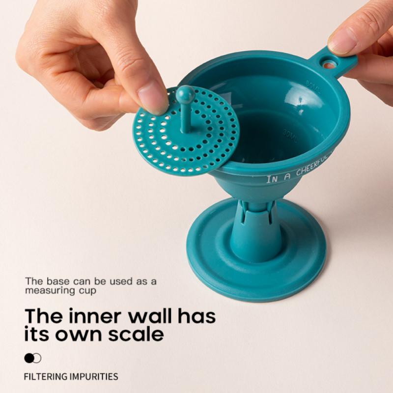 Folding Portable Funnel Silicone Liquid Fliter Collapsible Funnel Kitchen Liquid Dispensing Portable Multifunctional Oil Funnel