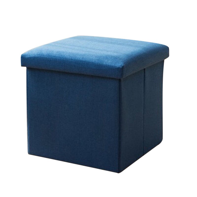 Sammenklappelig opbevaringsskammel opbevaringskurve stof opbevaringsboks bruges som skammel soveværelse stue fodstøtte vasketøjskurv 30*30*30: 25 cm blå