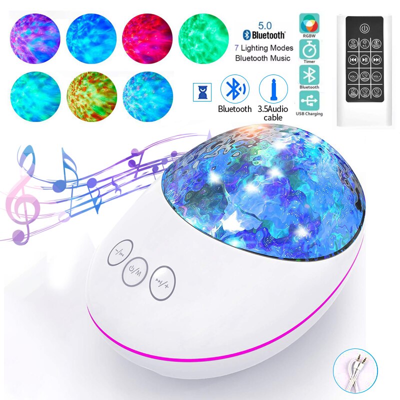 Colorful Starry Projector Light Sky Galaxy Bluetooth USB Voice Control Music Player Star LED Night Romantic Projection Lamp