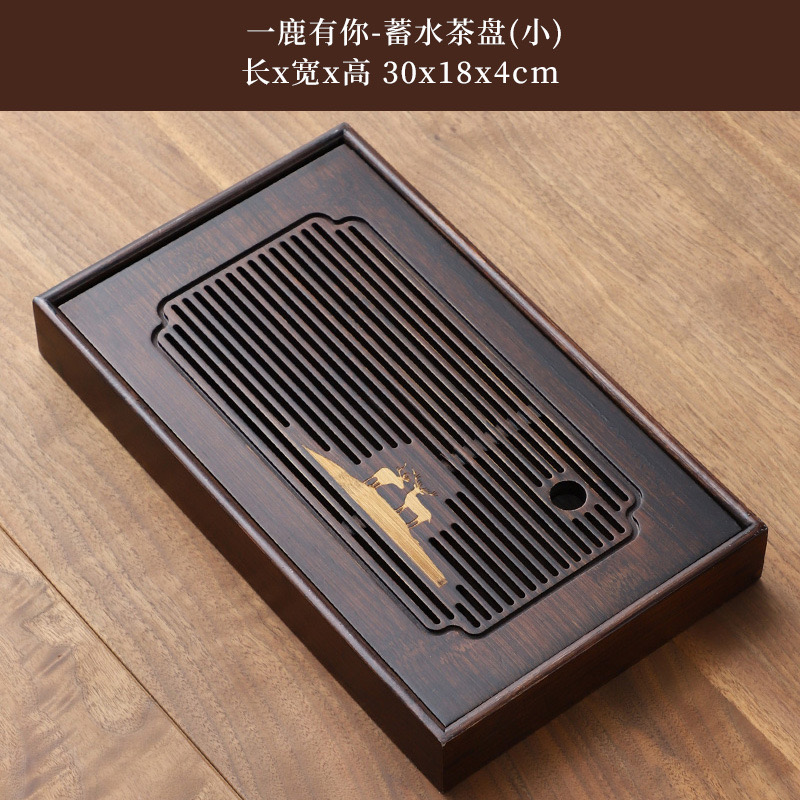 Style Natural Bamboo Tea Tray Rectangle Drainage Water Storage Trays Household Drawer Tea Board Chinese Tea Set Decor Accessorie: Burgundy