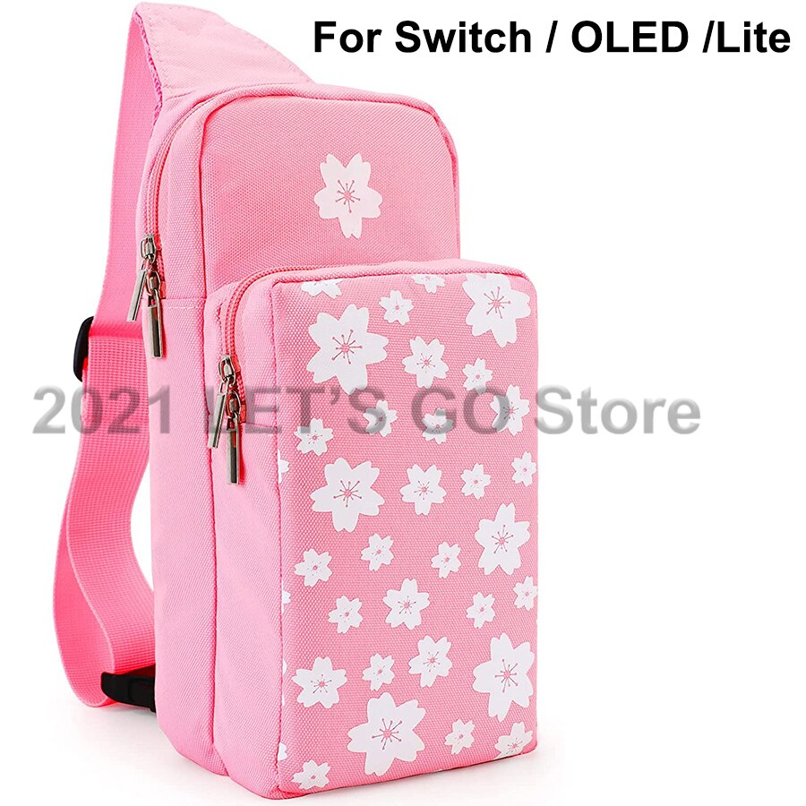 Custodia a tracolla portatile a tracolla Sakura rosa per Nintendo Switch per accessori Console Nintendo Switch / OLED / Lite: Crossbody Sling Bag1