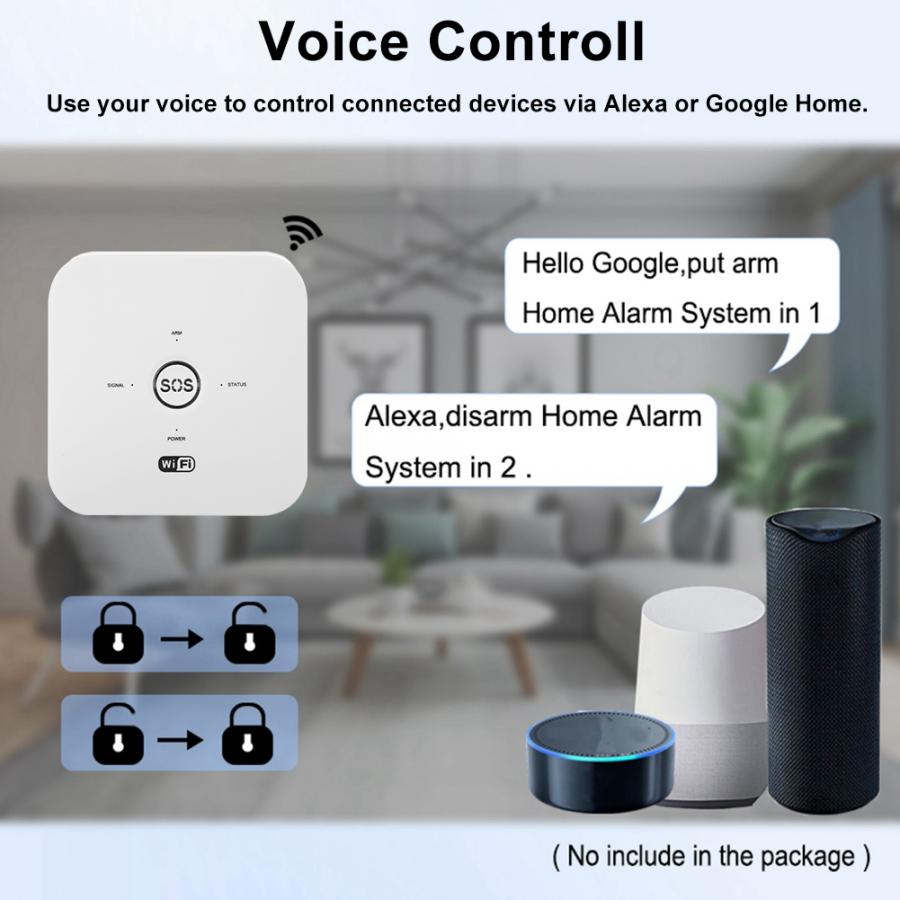 Tuya Smart WIFI GSM Home Security Alarm System PIR for Alexa for Google Assistant 100-240V alarmas de seguridad para casa
