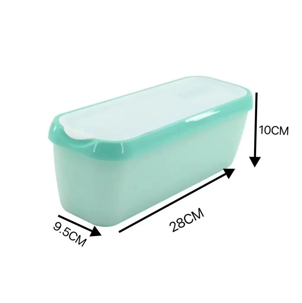 DIY Prostokątne pudełko robić przechowywania lodów Wielorazowy plastikowy pojemnik z pokrywką robić lodówki kuchennej Organizer robić zamrażarki domowej: zielony