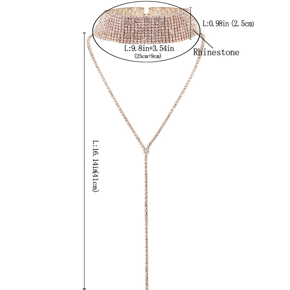 Rhinestone Gold Verzilverd Supernatural Luxe Crystal Sieraden Accessoires Dikke Verklaring Chocker Kettingen Collier